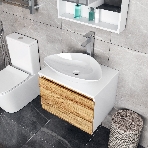 Комплект для ванной, 4 предмета (Тумба Bau Dream Blackwood 80, раковина BAU Triangle 59х39, смеситель для раковины высокий Hotel Still, нержавеющая сталь, выпуск клик клак, белый), фото3