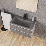Тумба под раковину Bau Stil Loft grey brushed, раковина кварцевая BAU Stil 75, серый металлик, фото8