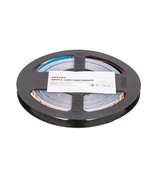 Лента светодиодная Rexant 24В, SMD2835, 9,6Вт/м, 120 LED/м, 4000K, 10мм, 5м, IP20