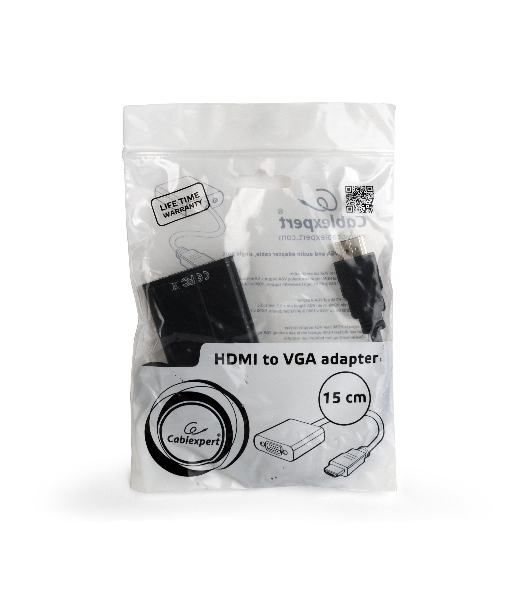 Переходник HDMI-VGA Cablexpert A-HDMI-VGA-04, 19M/15F, провод 15см