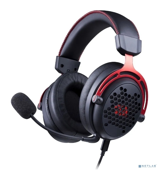 Гарнитура Redragon Diomedes чёрный/красный, проводная, USB / mini jack 3.5 мм