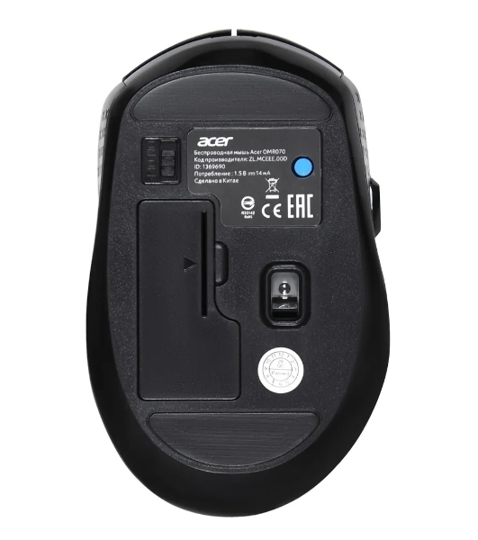 Мышь беспроводная Acer OMR070 черный, 1600 dpi, радиоканал, Bluetooth, USB, кнопки - 6