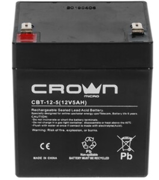 Батарея для ИБП CROWN СВТ-12-5 (12V 5Ah) F2 срок службы 6 лет