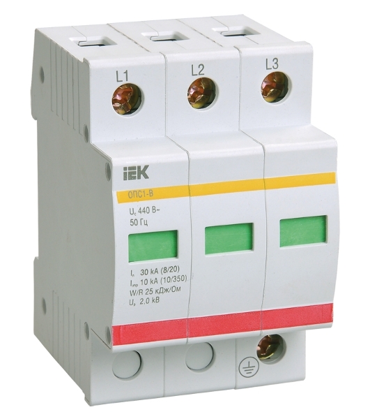 Ограничитель перенапряжения ОПС1-C 3P IEK MOP20-3-C
