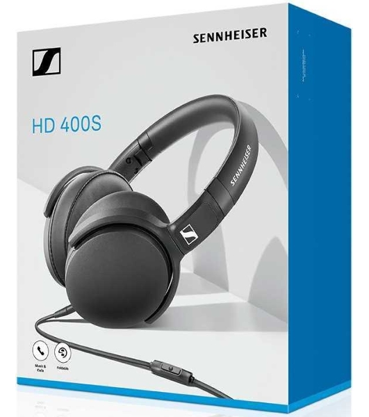 Наушники Sennheiser HD 400S накладные складные закрытые 18-20000Гц съемный кабель 1,4м, угловой jack 3.5мм, 120дБ, микрофон, черные, 508598