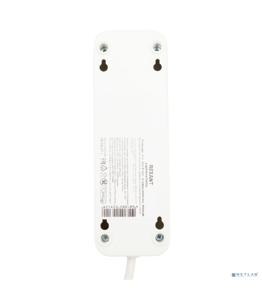 Удлинитель Rexant 3 гнезда, 3 м, 3х1.0 мм², с/з, белый (Сделано в России)