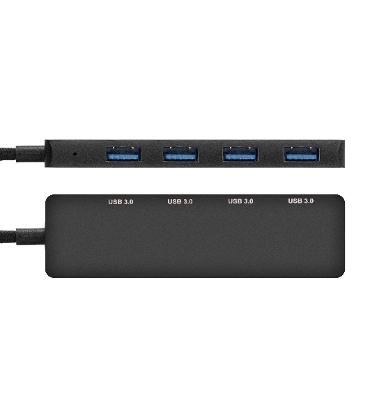 USB-концентратор 4-в-1 ExeGate DUB-4C/3 (кабель-адаптер USB Type C --> 4xUSB3.0, Plug&Play, черный)