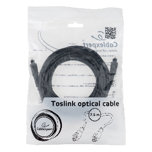 Кабель оптический Cablexpert CC-OPT-7.5M-N, Toslink 2xODT M/M, 7.5м, черный, пакет