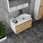 Комплект для ванной, 4 предмета (Тумба Bau Dream Blackwood 80, раковина BAU Triangle 59х39, смеситель для раковины высокий Hotel Black, черный, выпуск клик клак, черный), фото 1