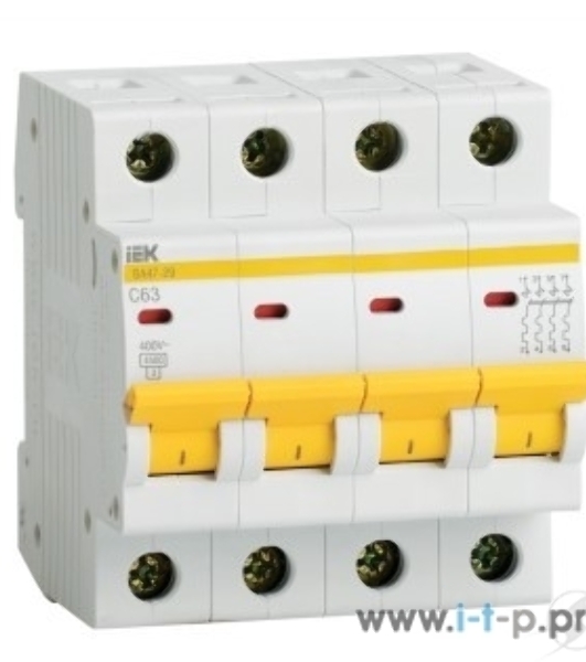 Выключатель автоматический IEK MVA20-4-050-C ВА47-29 4Р 50А 4,5кА х-ка С IEK