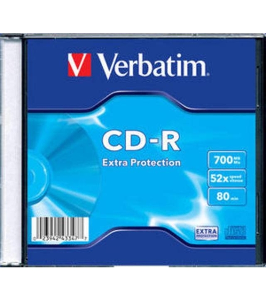 Диск CD-R Verbatim 700Mb 52x Slim case (1шт) (43347)