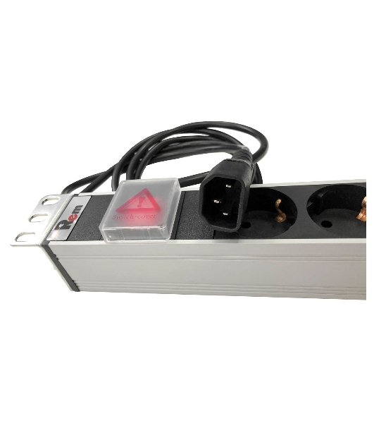 Блок розеток Rem-10 с выкл., 8 Sсhuko, 10 A, алюм., 19', шнур 1.8 м. 1,8 IEC 60320 C14