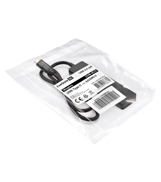 USB-концентратор 4-в-1 ExeGate DUB-4C/3 (кабель-адаптер USB Type C --> 4xUSB3.0, Plug&Play, черный)