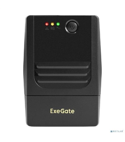Источник бесперебойного питания ExeGate Power NB-650.LED.AVR.2SH (650VA/390W, LED, AVR, 2*Schuko, батарея 12V 7Ah, черный)
