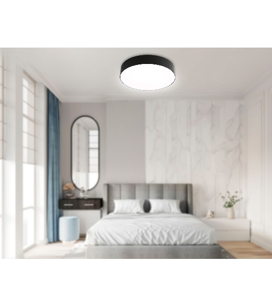 Потолочный светодиодный светильник Ambrella light FZ1360 BK черный IP20 40W 3000-6500K 390*80 (ПДУ ИК)