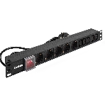 Блок розеток горизонтальный ExeGate ServerPro PDU-19H009 Al-5C135S-EU2.5-SW, 19', 1U, Алюминий, 5 IEC 320 C13, 5 Schuko, кабель с евровилкой VDE-250V-16A-3*1.5мм2, 2.5 метра, выкл. с подсветкой, черный, фото8