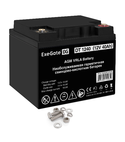 Батарея ExeGate DT 1240 (12V 40Ah), клеммы под болт М6