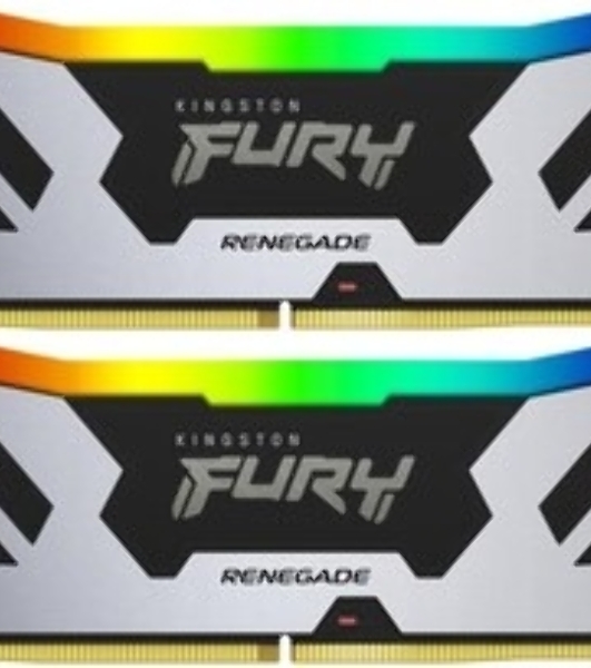 Оперативная память Kingston Fury Renegade, DDR5, 96Gb (2x48Gb), 6400MHz, CL32, DIMM, с радиатором, RGb, серебристый