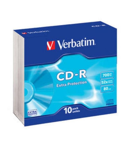 Диск CD-R Verbatim 700Mb 52x Slim case (10шт) (43415)