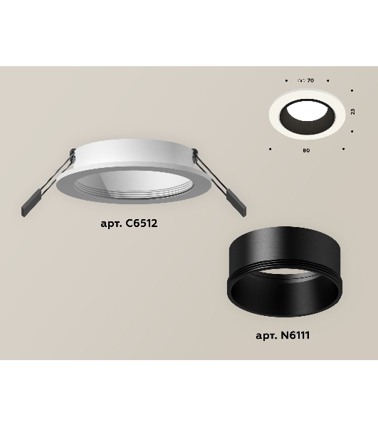 Комплект встраиваемого светильника Ambrella light XC6512002 SWH/SBK белый песок/черный песок MR16 GU5.3 (C6512, N6111)