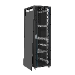 Шкаф телекоммуникационный 19' напольный 42U ExeGate EC-FS-42U.600.1000.G.V.BLACK (19”, 42U, 600x1000x2054mm (ШхГхВ), передняя дверь закаленное стекло, задняя перфорированная дверь, съемные боковые панели, пыле- и влагозащита IP20, встроенный вентиляционный модуль, 1 полка в комплекте, черный RAL 9004, 3 коробки), фото6