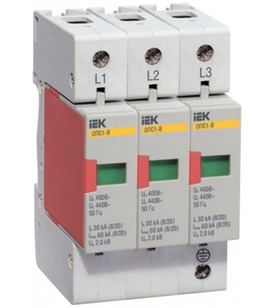 Ограничитель перенапряжения ОПС1-B 3P IEK MOP20-3-B