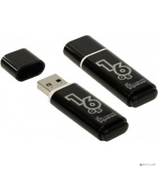 Флешка USB Smartbuy Glossy series black (SB16GbGS-K), 16Gb, USB 2.0, R/W 25/15, черный