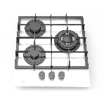 Газовая варочная панель Evelux HEG 425 WG Hi-Tech, 45 см, 3 конфорки, WOK-конфорка, чугунные решетки, газ-контроль, электроподжиг, механическое управление, белый, фото2