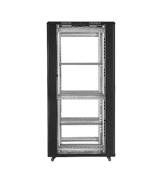 Шкаф телекоммуникационный 19' напольный 42U ExeGate EC-FS-42U.600.1000.G.V.BLACK (19”, 42U, 600x1000x2054mm (ШхГхВ), передняя дверь закаленное стекло, задняя перфорированная дверь, съемные боковые панели, пыле- и влагозащита IP20, встроенный вентиляционный модуль, 1 полка в комплекте, черный RAL 9004, 3 коробки)