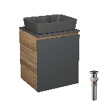 Тумба Bau Dream Blackwood 50 графит, раковина BAU Cerama 48х37 темно-серая матовая, выпуск клик клак черный, фото 1