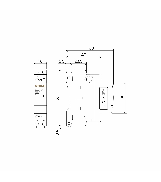 Контактор модульный Werkel 20 A 2NO (1 мод.) W941M20O