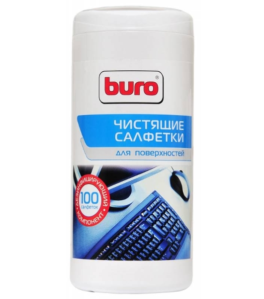 Салфетки Buro BU-Tsurface для поверхностей туба 100 шт влажных