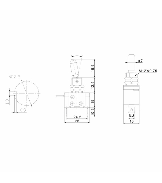 Тумблер Rexant 12V 25А (3c) ON-OFF однополюсный с синей LED подсветкой