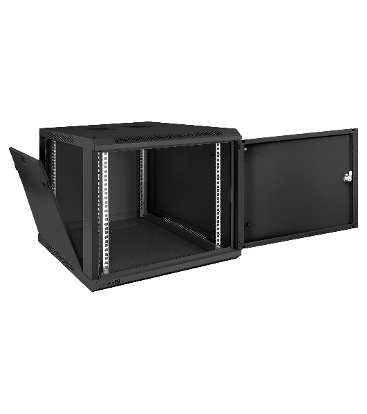 Шкаф телекоммуникационный 19' настенный 9U ExeGate EC-WM-9U.600.M.BLACK (19', 9U, 600x600x500мм (ШхГхВ), передняя дверь металл, съемные боковые панели, пыле- и влагозащита IP23, черный RAL 9004)