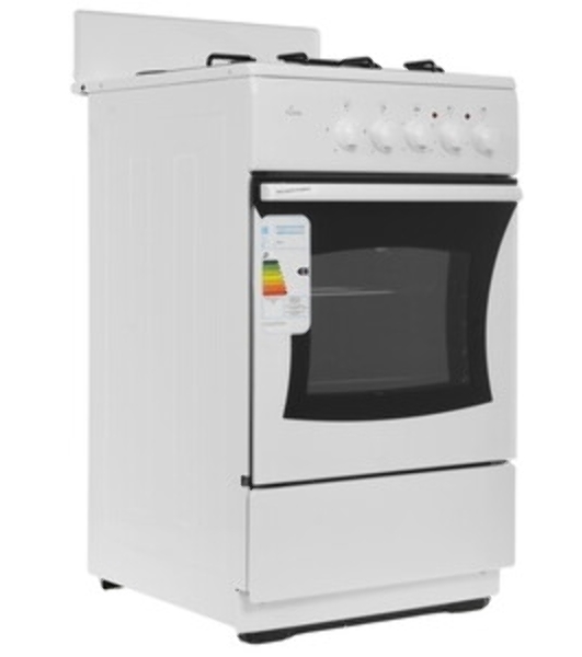 Плита комбинированная Flama RK 2201 W белый, конфорок 2 газовых и 2 электрических, духовка 50 л, 50 см x 85 см x 54 см