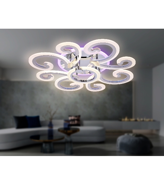 Потолочный светодиодный светильник FA5146/8+1 CH хром 112W D620*130 (ПДУ РАДИО 2.4G)
