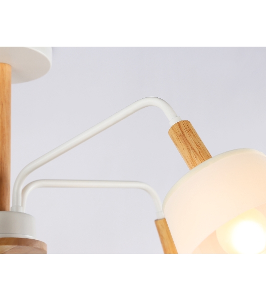 Светильник Ambrella light TR4738/5 WH/LW белый/светлое дерево E27/5 max 40W D760*350