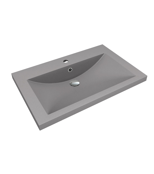 Тумба под раковину Bau Stil Loft grey brushed, раковина кварцевая BAU Stil 75, серый металлик