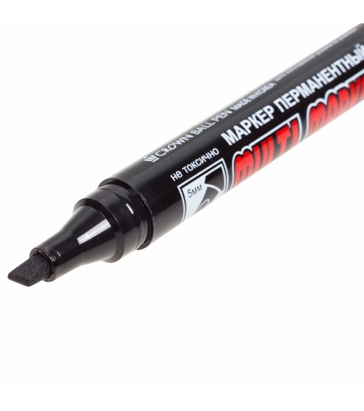 Маркер перманентный Crown 'Multi Marker Chisel' 5 мм, черный, скошенный