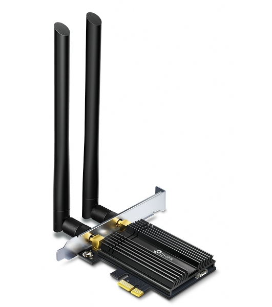 Адаптер Tp-Link ARCHER TX50E 11AX 3000Mbps dual-band PCI-E adapter, 2402Mbps at 5G and 574Mbps at 2.4G, support Bluetooth 5.0, WPA2 encryption, two external Antennas.