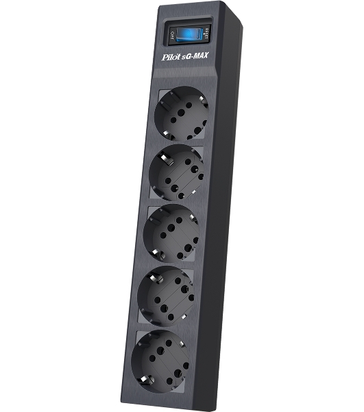 Сетевой фильтр Pilot sG-Max 5 outlets (GP), 15А/3.3 kVt, automatic circuit-breaker, 10 m, gfaphite