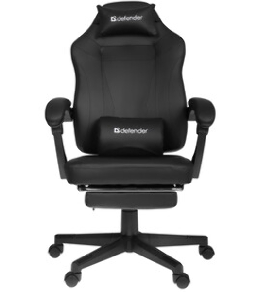 Кресло Defender CRUISER BLACK/RED черный/красный, экокожа, подставка для ног