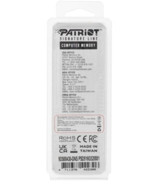 Оперативная память Patriot Signature, DDR5, 16GB (1x16 GB), 5200 MHz, CL42, DIMM