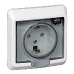 Розетка 1-м СП Этюд защ. шторки с заземл. IP44 белый SchE PC16-044B, фото 1