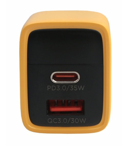 Сетевое зарядное устройство с дисплеем Cablexpert MP3A-PC-53, 35Вт GaN, QC3.0/PD3.0, 1хUSB, 1хType-C, желтый, коробка