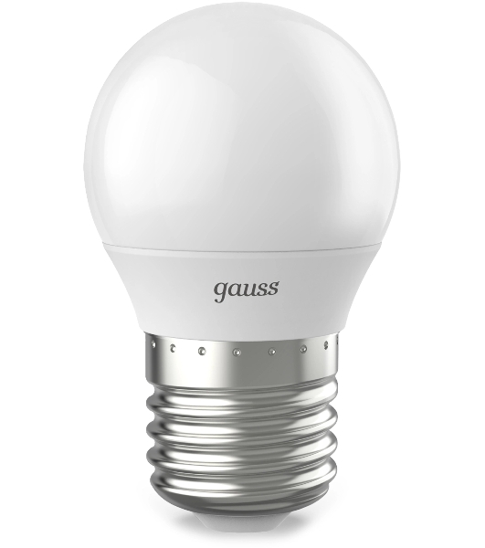 Лампа светодиодная Gauss 6.5Вт цок.: E27 шар 220B св. свеч. бел. нейт. P45 (упак.: 10 шт)