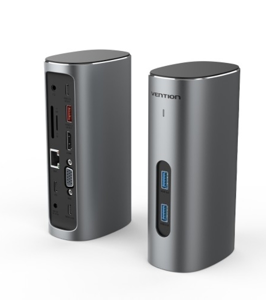 Док-станция Vention TPJH0-EU, USB Type-C, HDMI/VGA/USB/RJ45/SD/3.5мм/PD/DC, USB Type-C