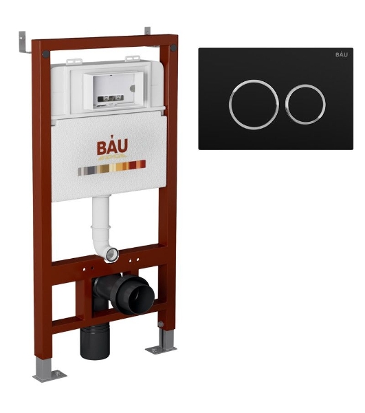 Инсталляция BAU PRO для подвесного унитаза, клавиша смыва BAU Dream для инсталляции, черный матовый