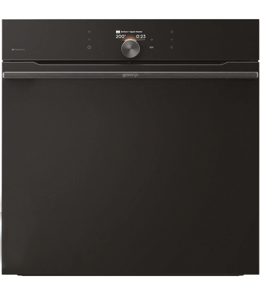 Встраиваемая электрическая духовка Gorenje BP6138B, объем 77 л, макс. температура 320 градусов, сенсорное/поворотное управление, Wi-Fi, пиролитическая очистка, телескопические направляющие на одном уровне, термощуп, AirFry, автоматические программы, динамическая система охлаждения, многоуровневое приготовление, PerfectGrill, энергоэффективность А+, черный