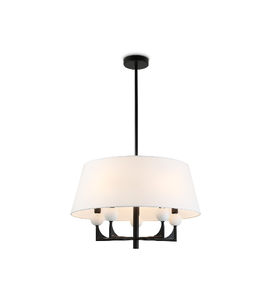 Люстра Ambrella light LH75150/5 BK/FR черный/белый матовый E14*5 max 40W D580*590